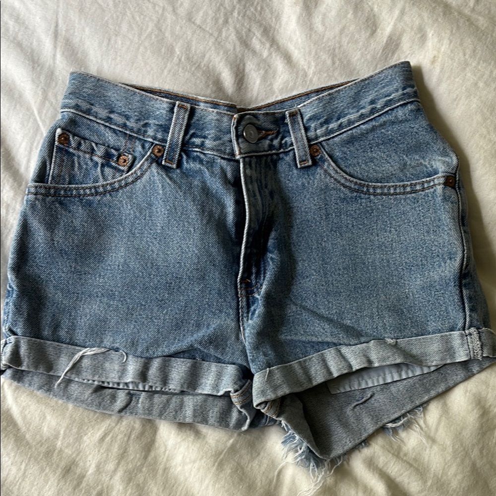 Levi's Blue Jean Shorts High-Waisted Cuffed